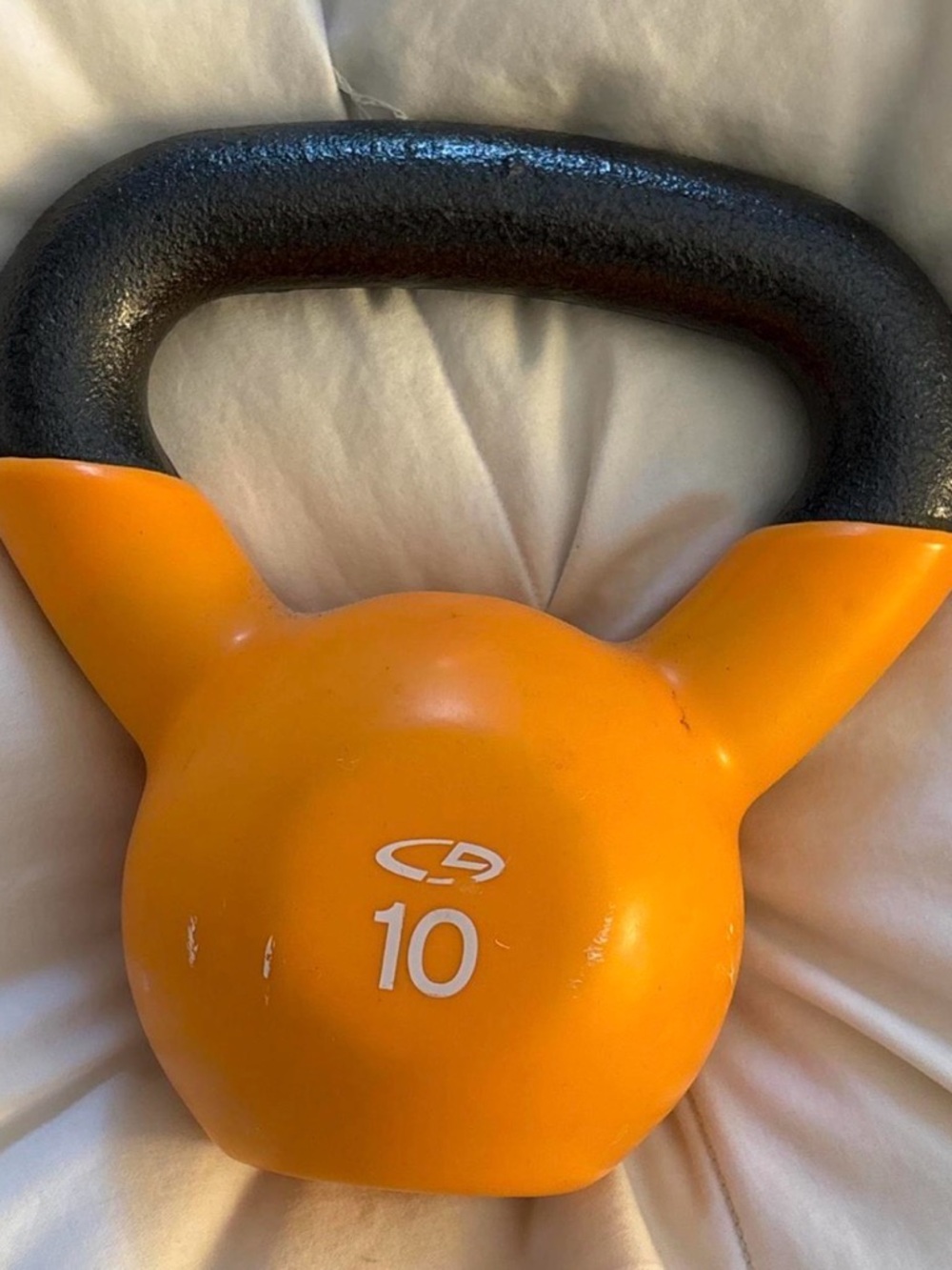 10 lb Orange Kettlebell with Black Handle